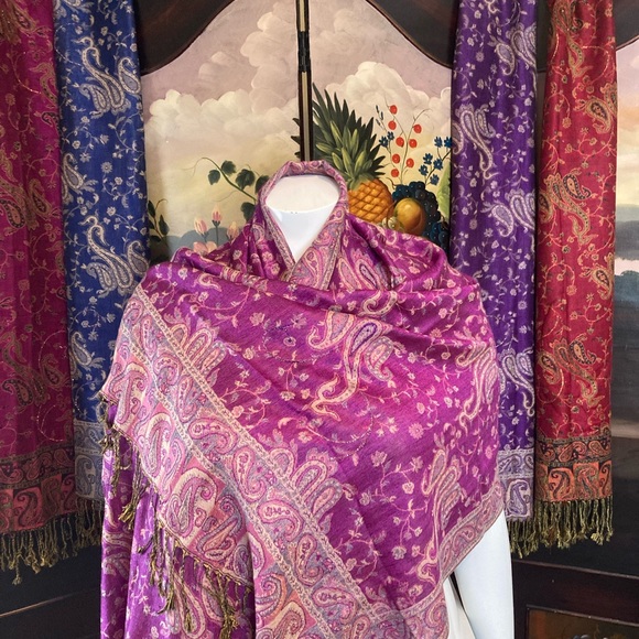 New imported Couture Pashmina Scarf embellished with sparkle. - Picture 3 of 10